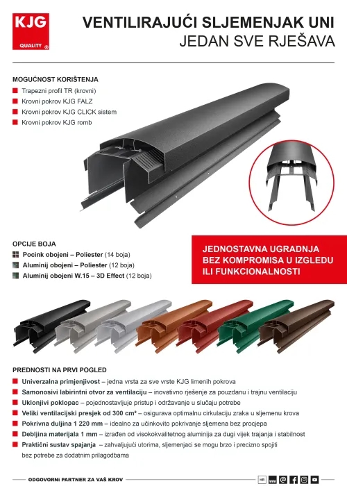 Ventilirajući sljemenjak UNI