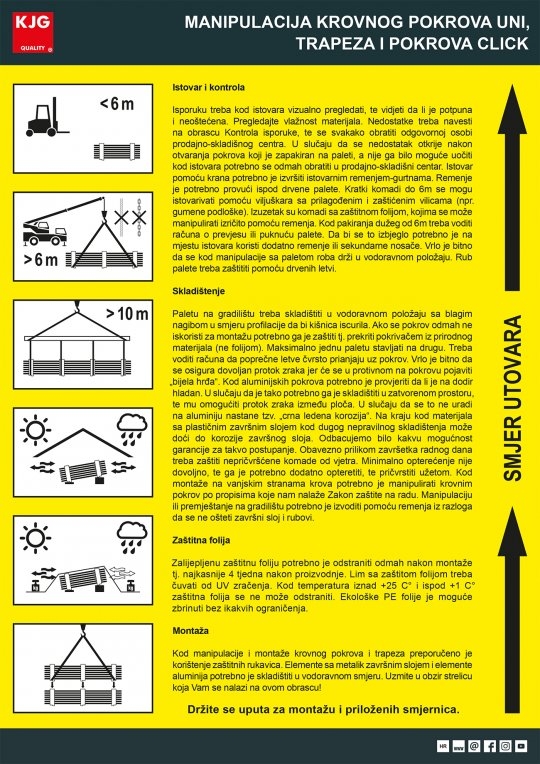 Manipulacija krovnog pokrova UNI, trapeza i pokrova CLICK