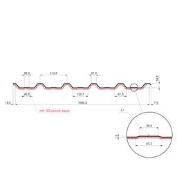 Krovni trapezni pokrov s pojačanjem TR 35A+ SQ (sound – aqua)  - Pocink obojeni  - Metalik bakrena  -  Slika 2