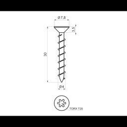 Pocinčani vijak sa torx glavom  - Pocink  - Natur  -  Slika 2