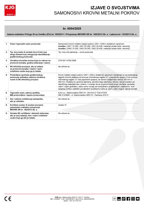 Samonosivi krovni metalni pokrov