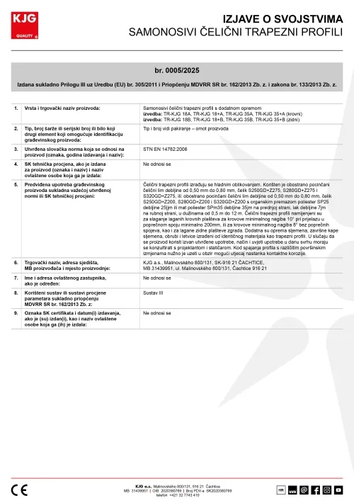 Samonosivi čelični trapezni profili