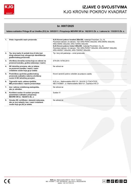 Krovni pokrov kvadrat