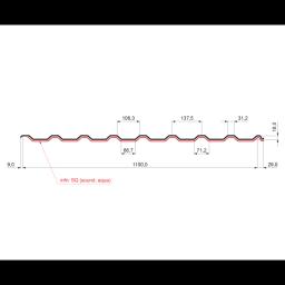 Krovni trapezni pokrov TR 18A SQ (sound – aqua) - Pocink obojeni - Tamno smeđa ČOKO - Slika 2